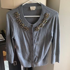 Kate Spade Gray Embellished Cardigan Sweater